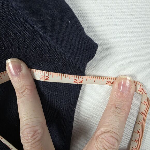 Leo & Ugo Metallic Shoulder Striped Cuffed Sleeve Navy Blue Top Size 10 Nautical - Picture 5 of 6